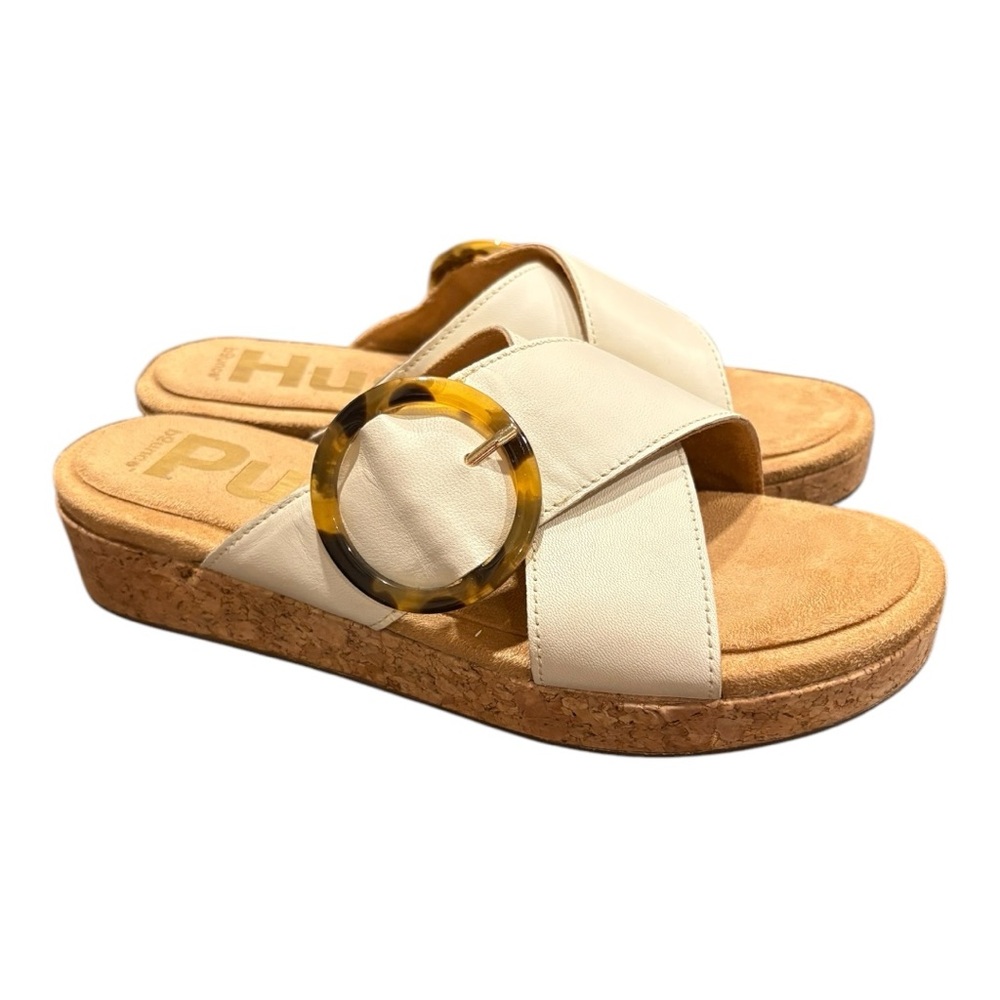 Hush Puppies June Buckle Flat Platform Off-white “bounce” sandal Size 9 SH 8